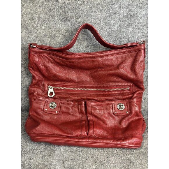 Marc by Marc Jacobs Hobo Bag Womens Large Red Leather Slouchy Tote Purse Pockets - Picture 1 of 9